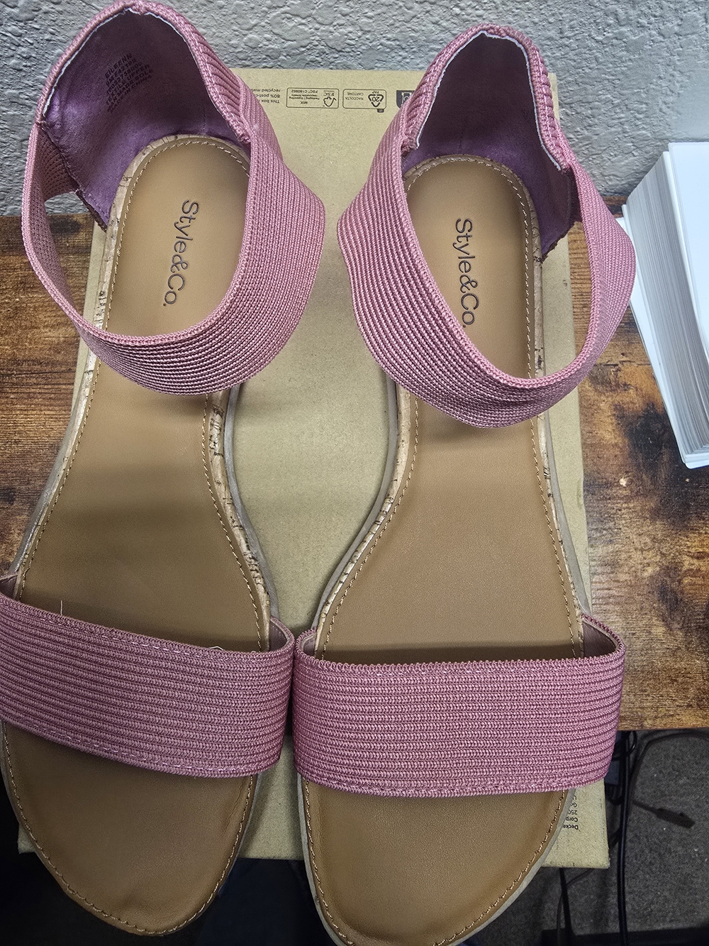 Style & Co. Women's Pink Elastic Strap Sandals Size 9